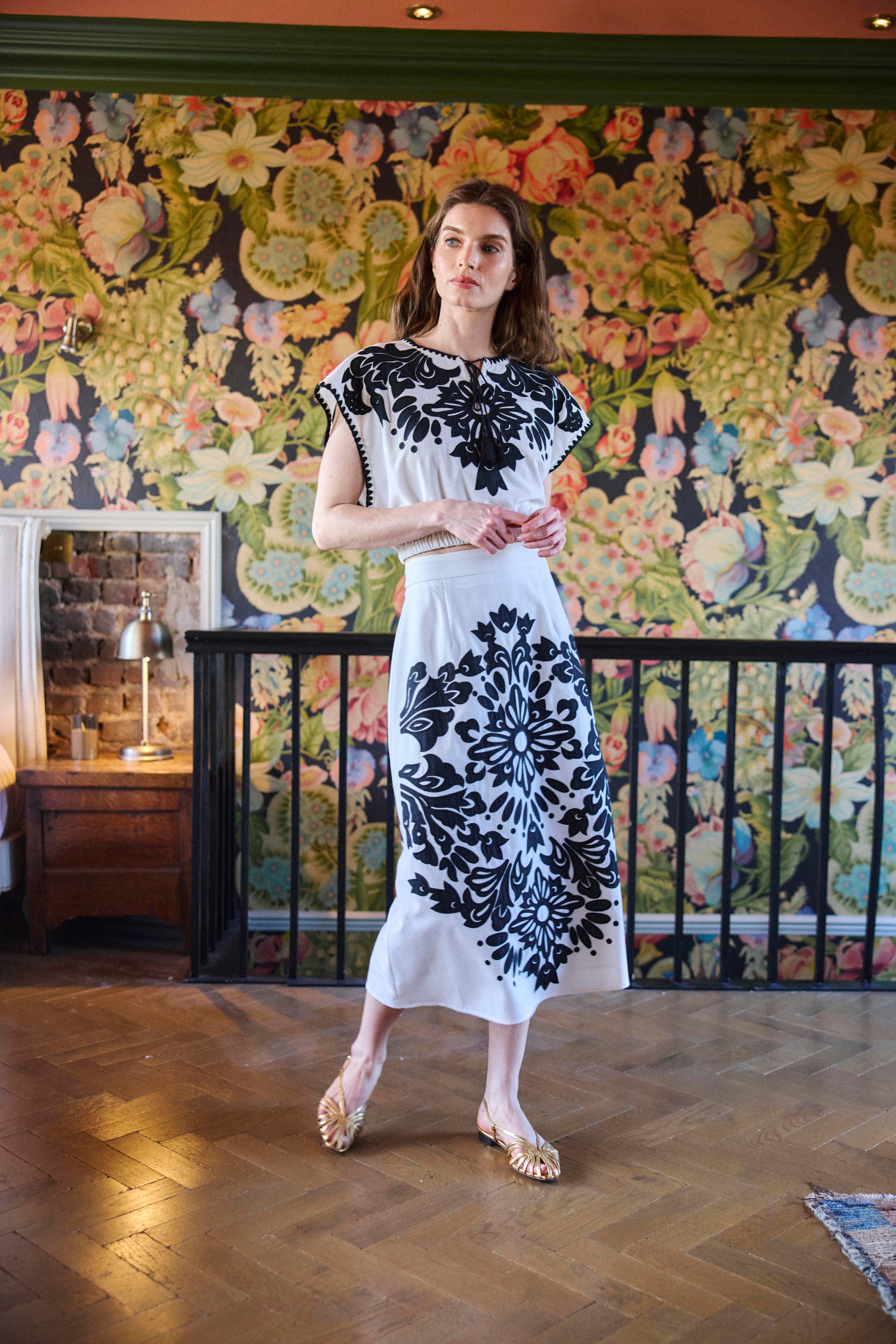White Embroidered Skirt