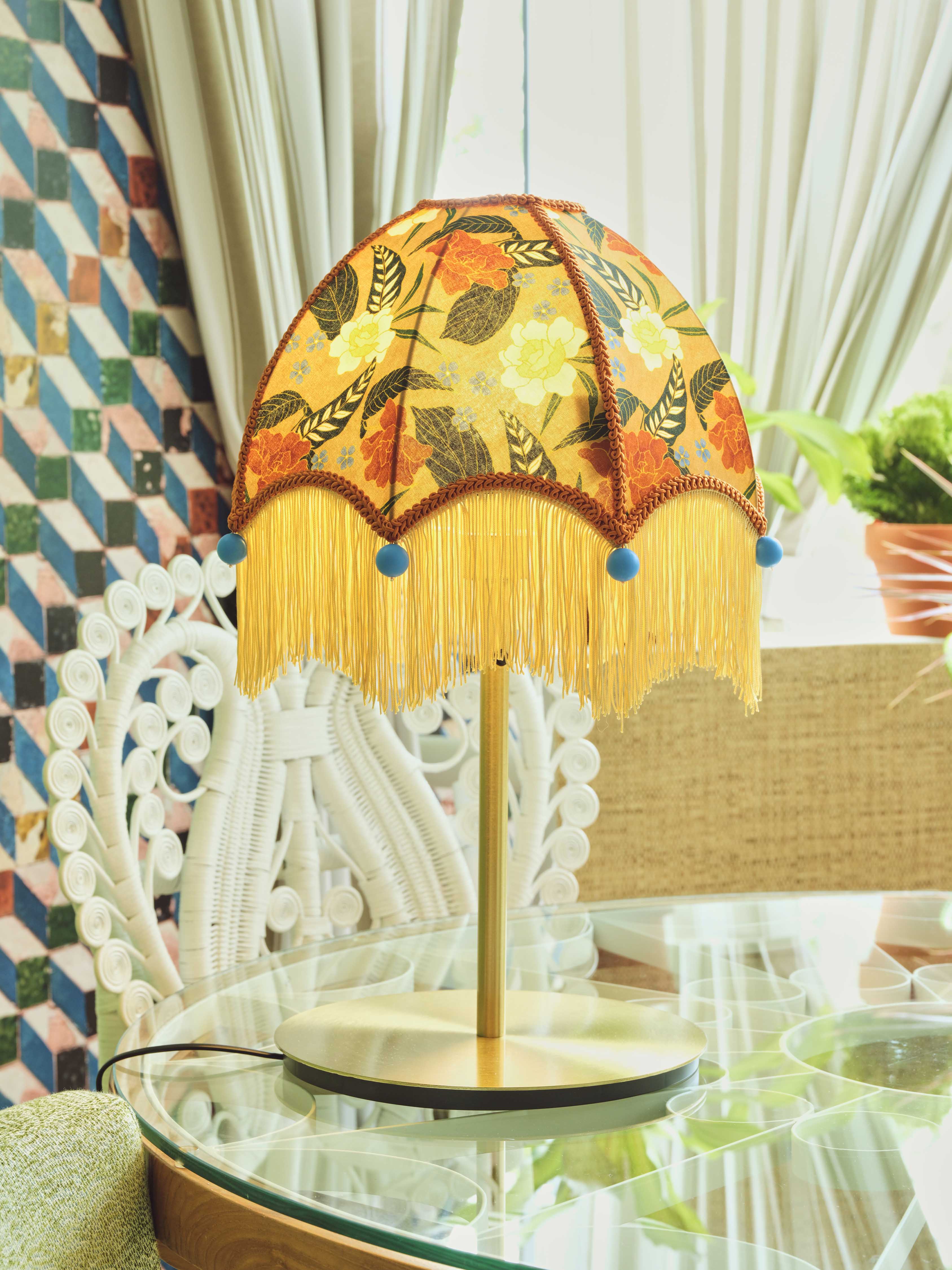 Brown Batik Lampshade (Brown Fringe)