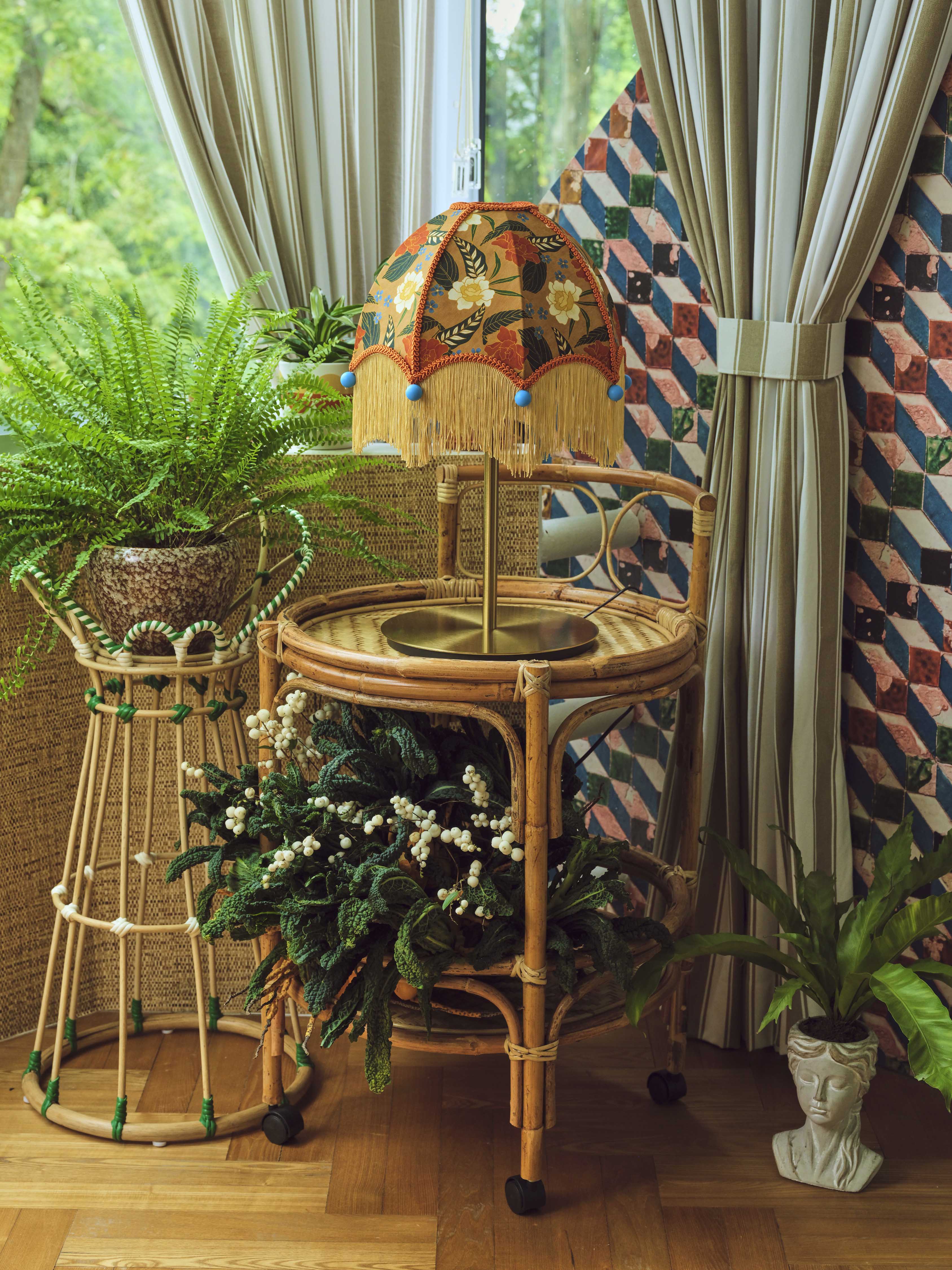 Brown Batik Lampshade (Brown Fringe)