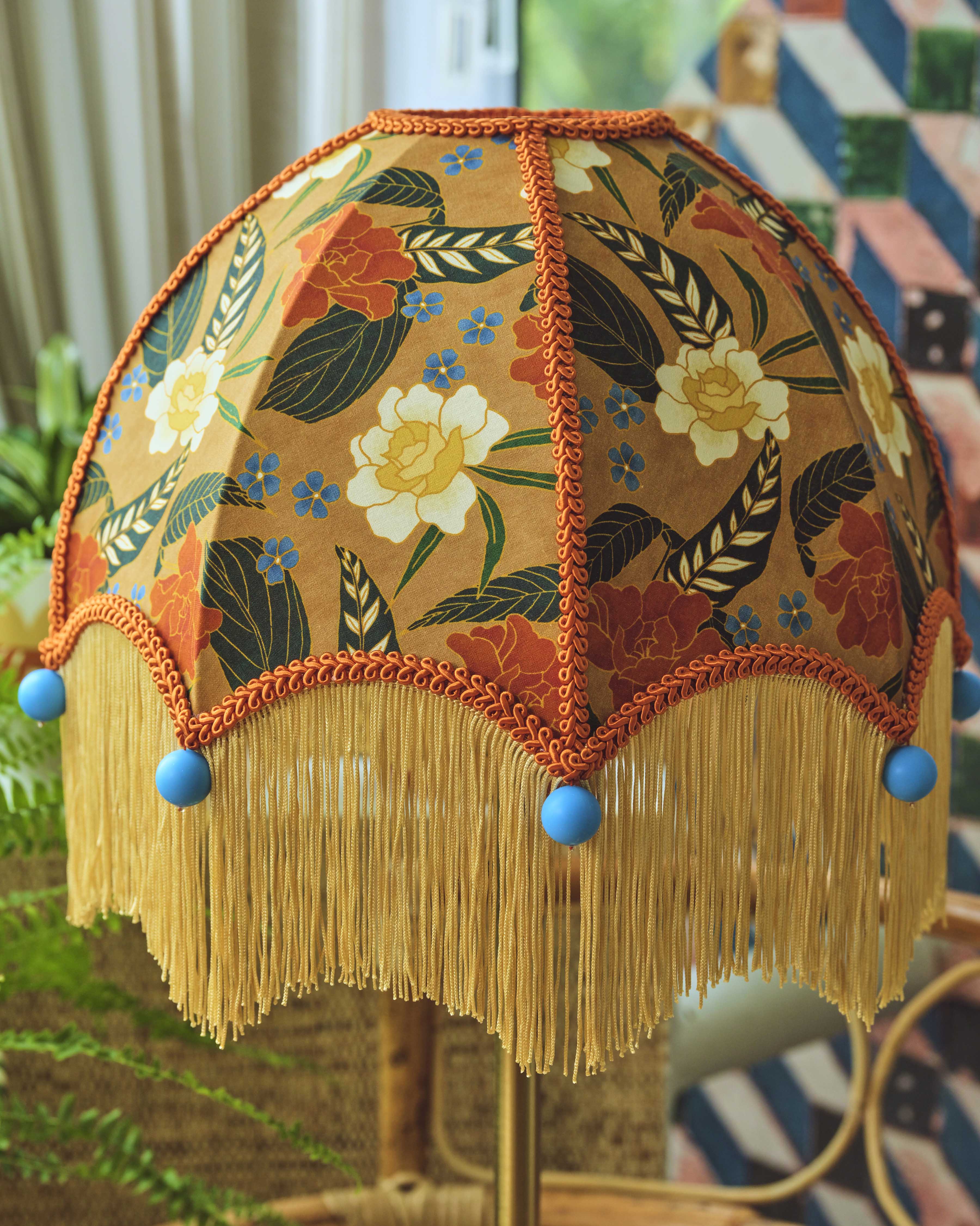 Brown Batik Lampshade (Brown Fringe)
