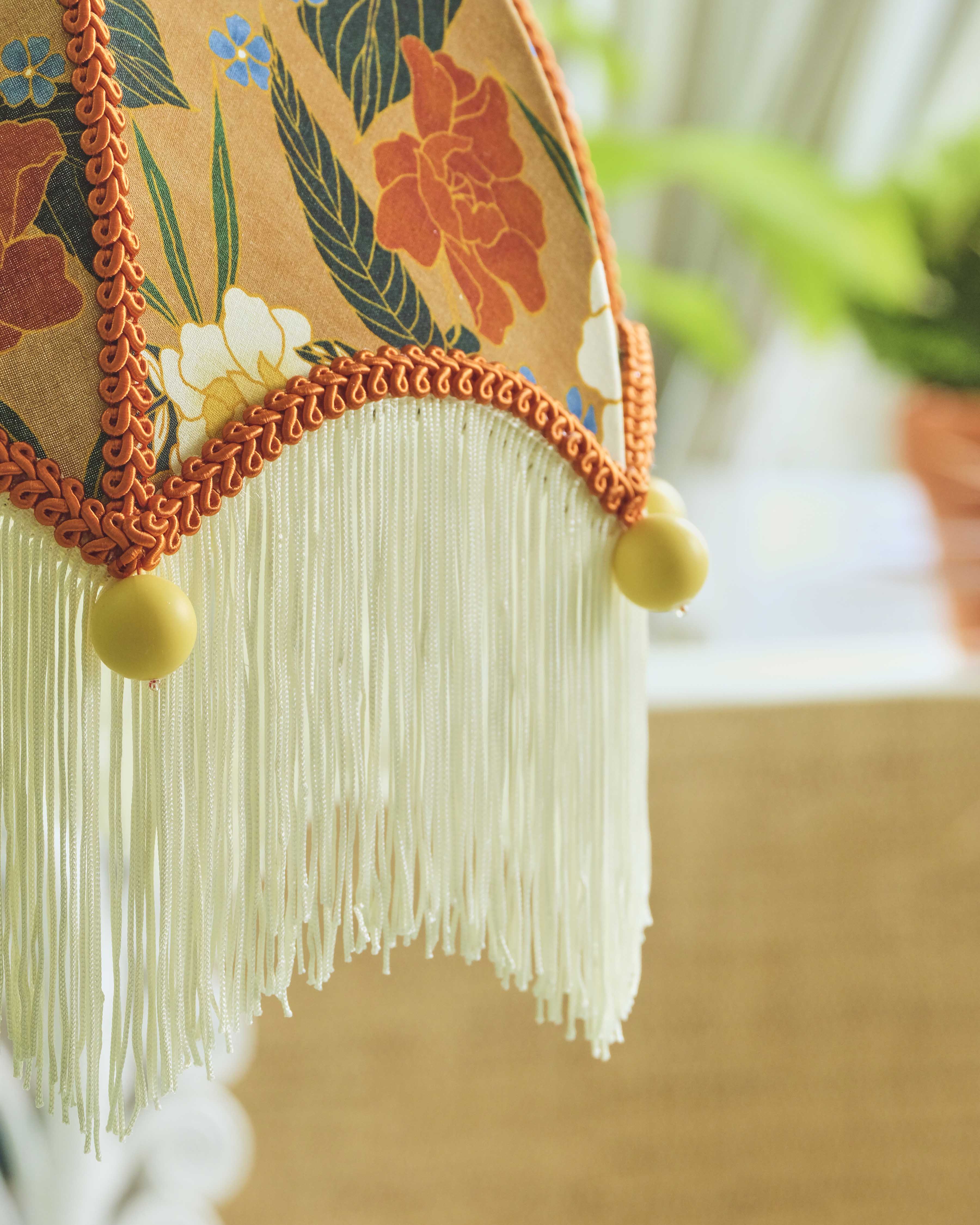 Brown Batik Lampshade (Cream Fringe)