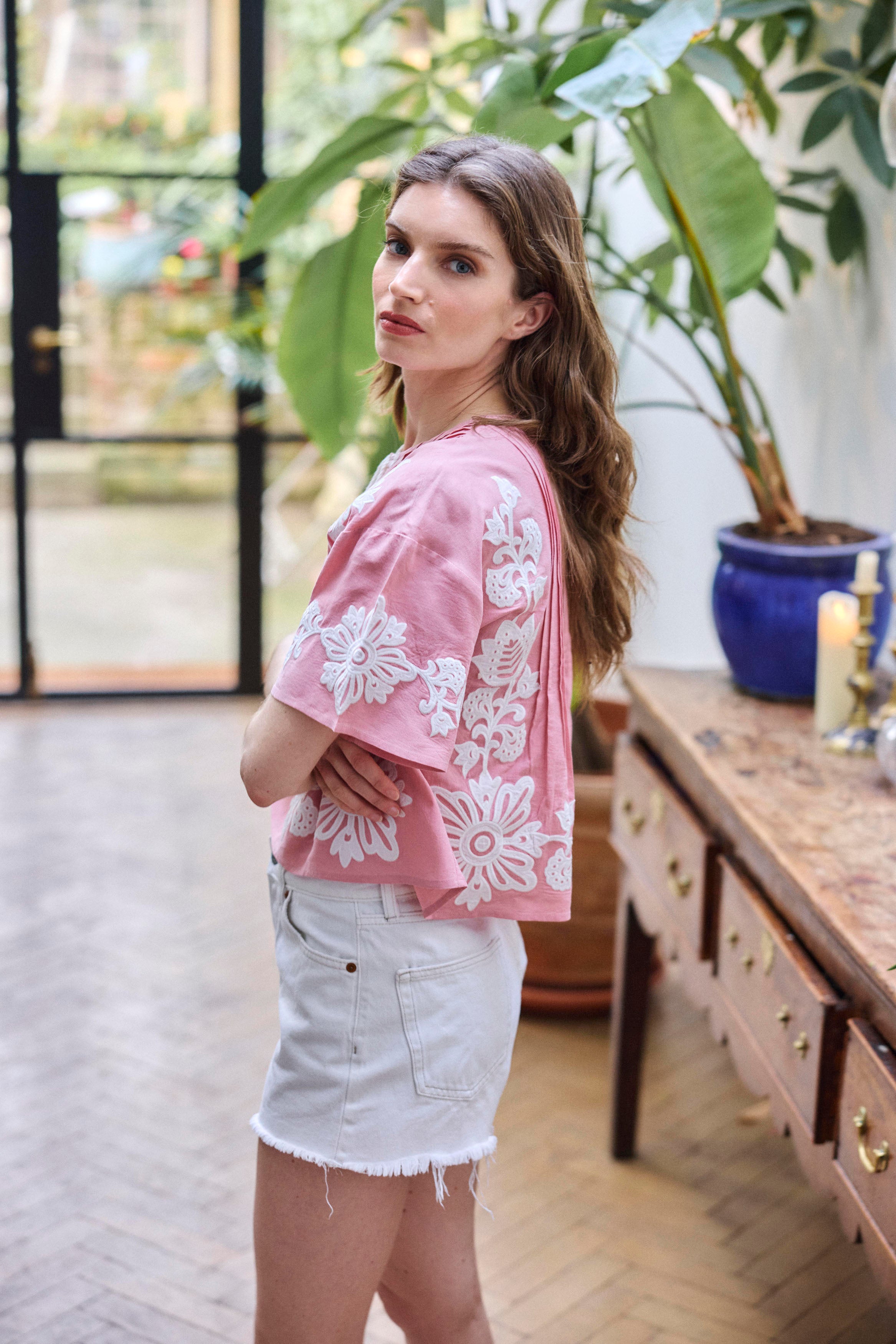 Pink Embroidered Top