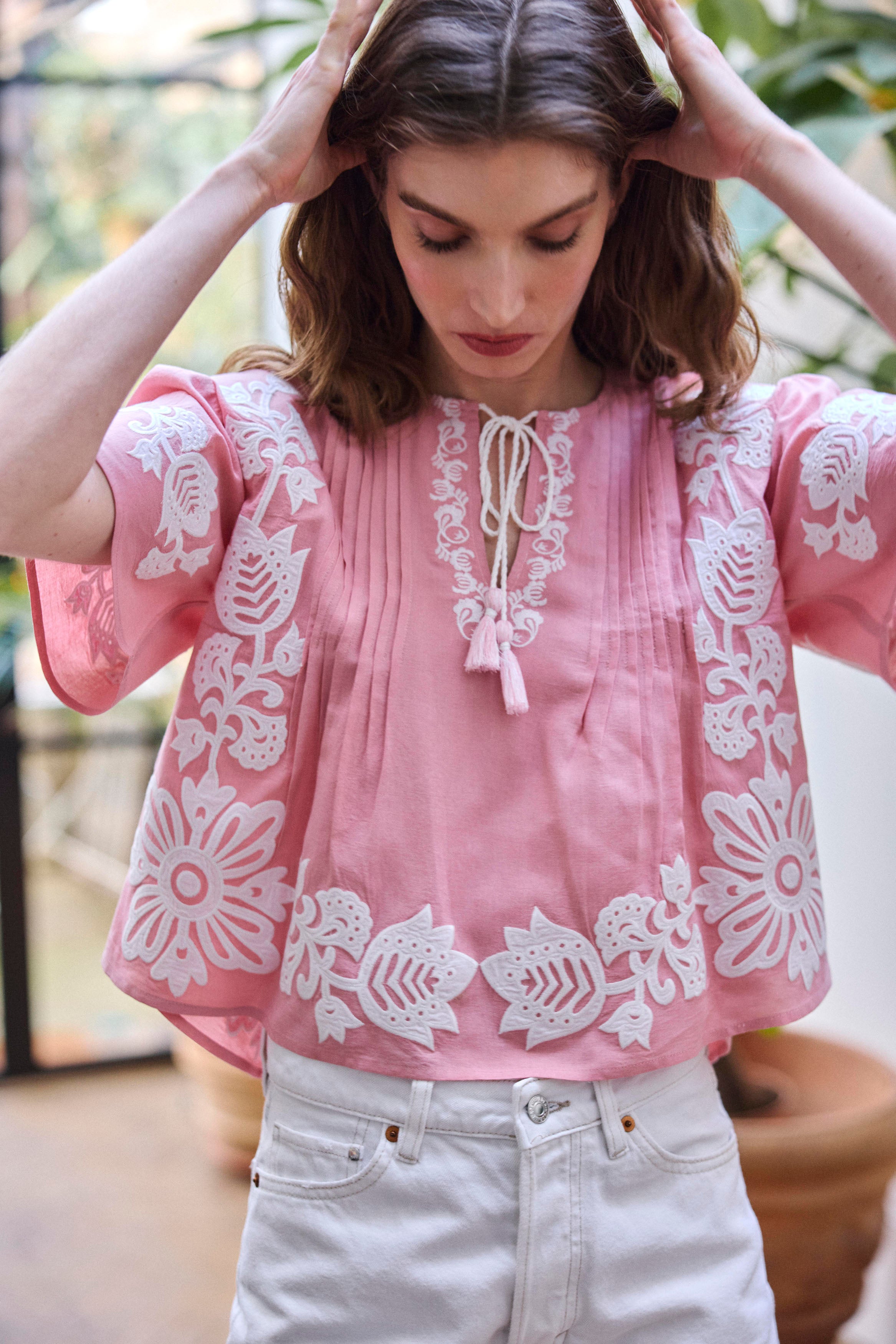Pink Embroidered Top