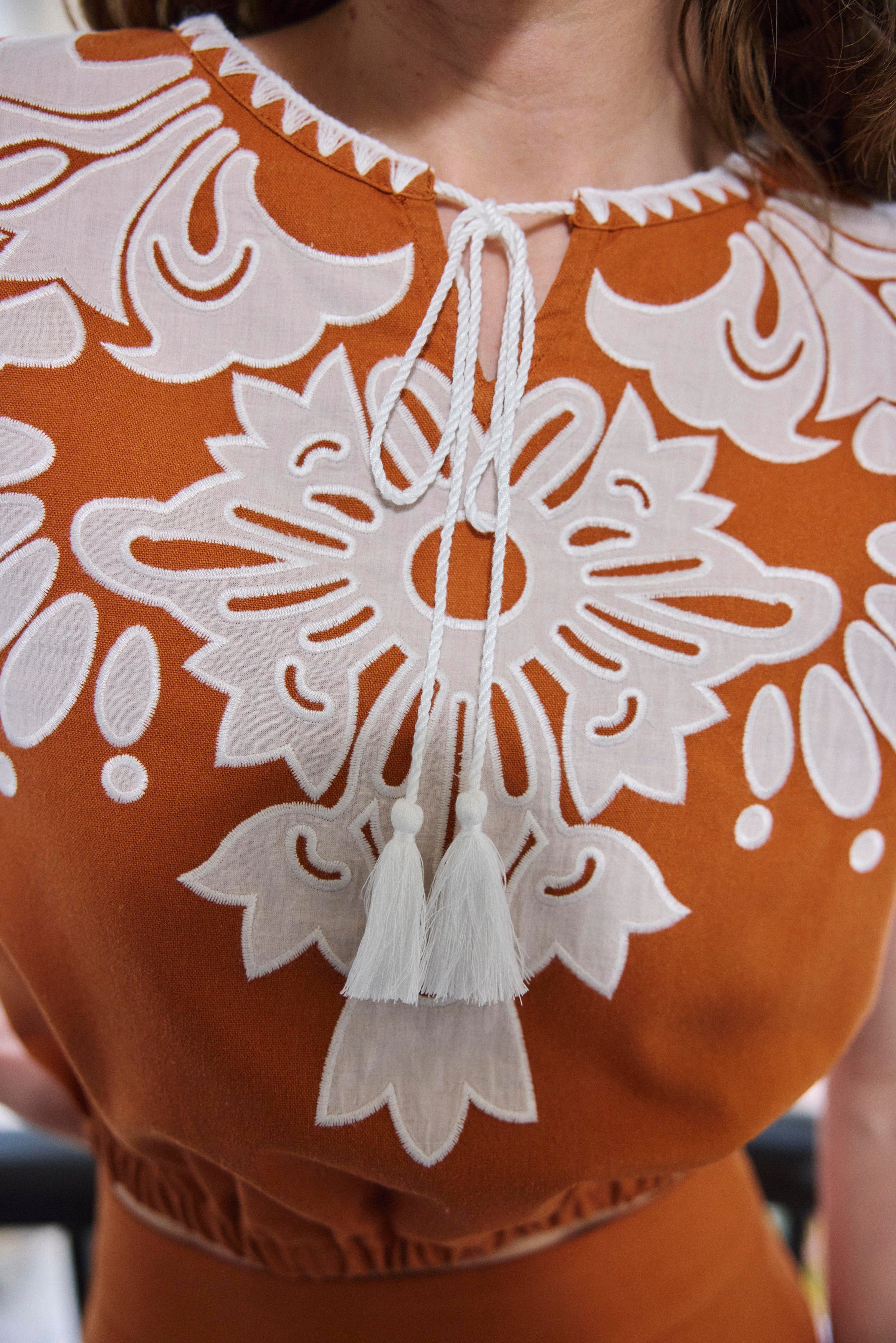 Brown Embroidered Top