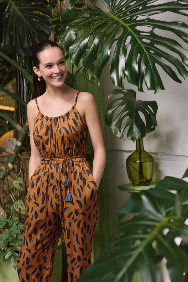 Brown Strokes Jumpsuit