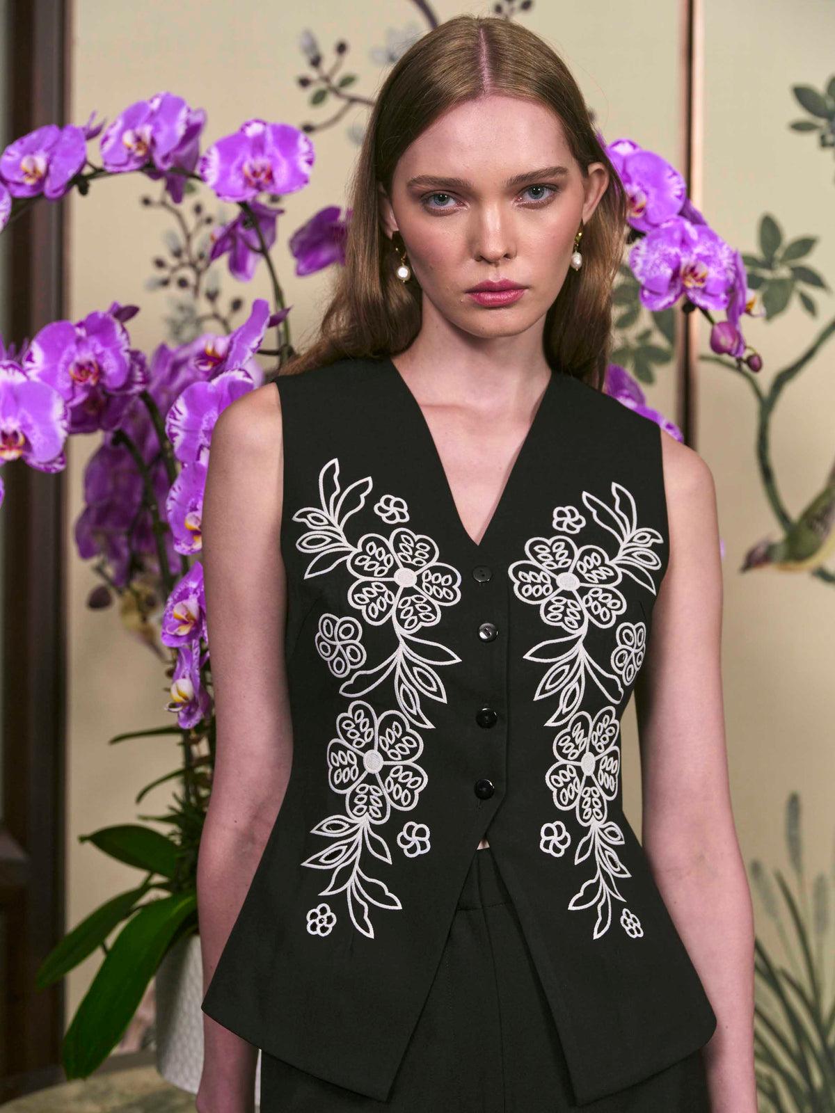 Black Embroidered Vest