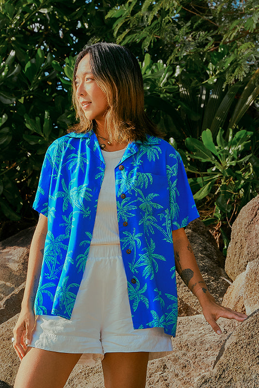 Kelab Kelapa Camp Collar Shirt - Cerulean