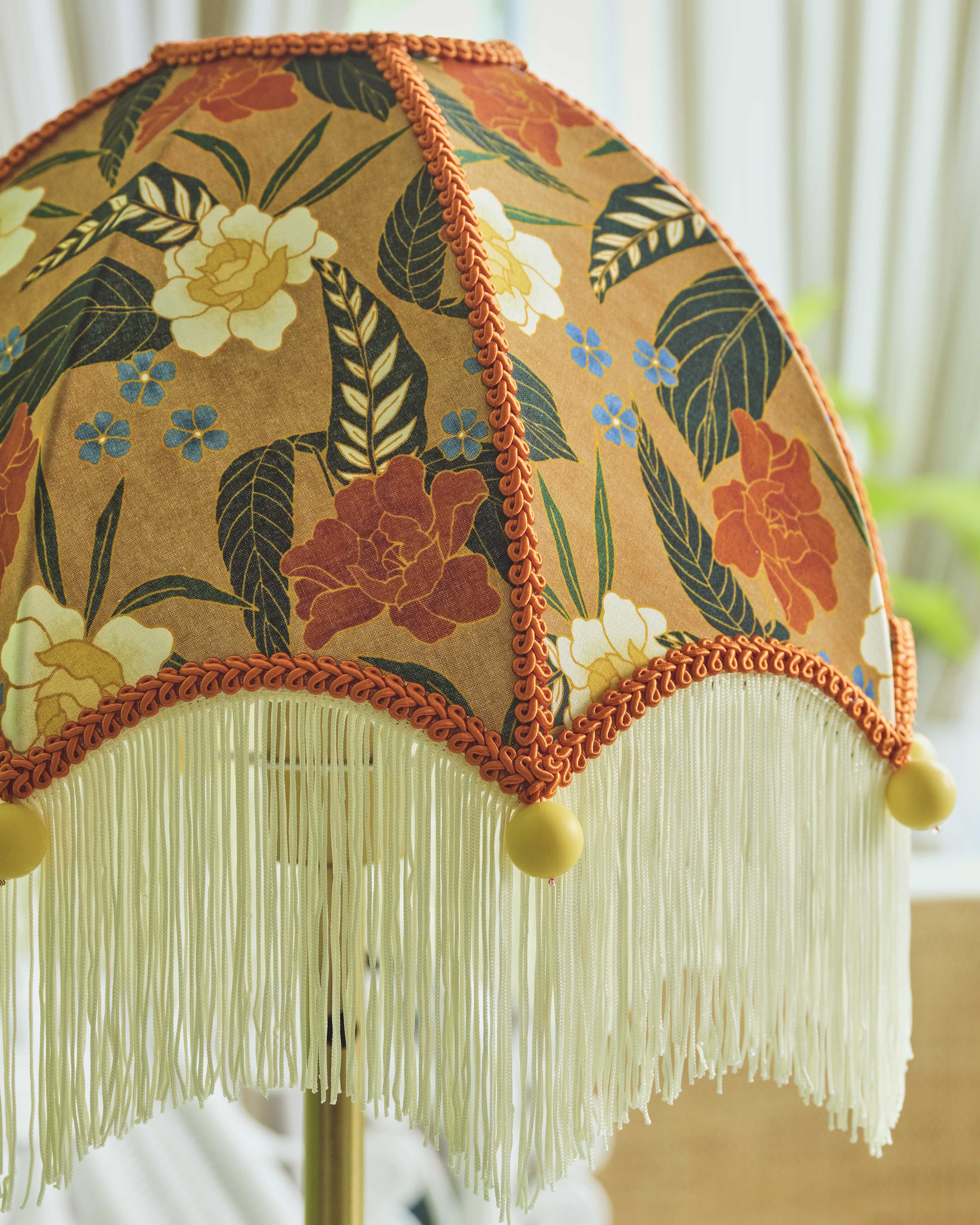 Brown Batik Lampshade (Cream Fringe)
