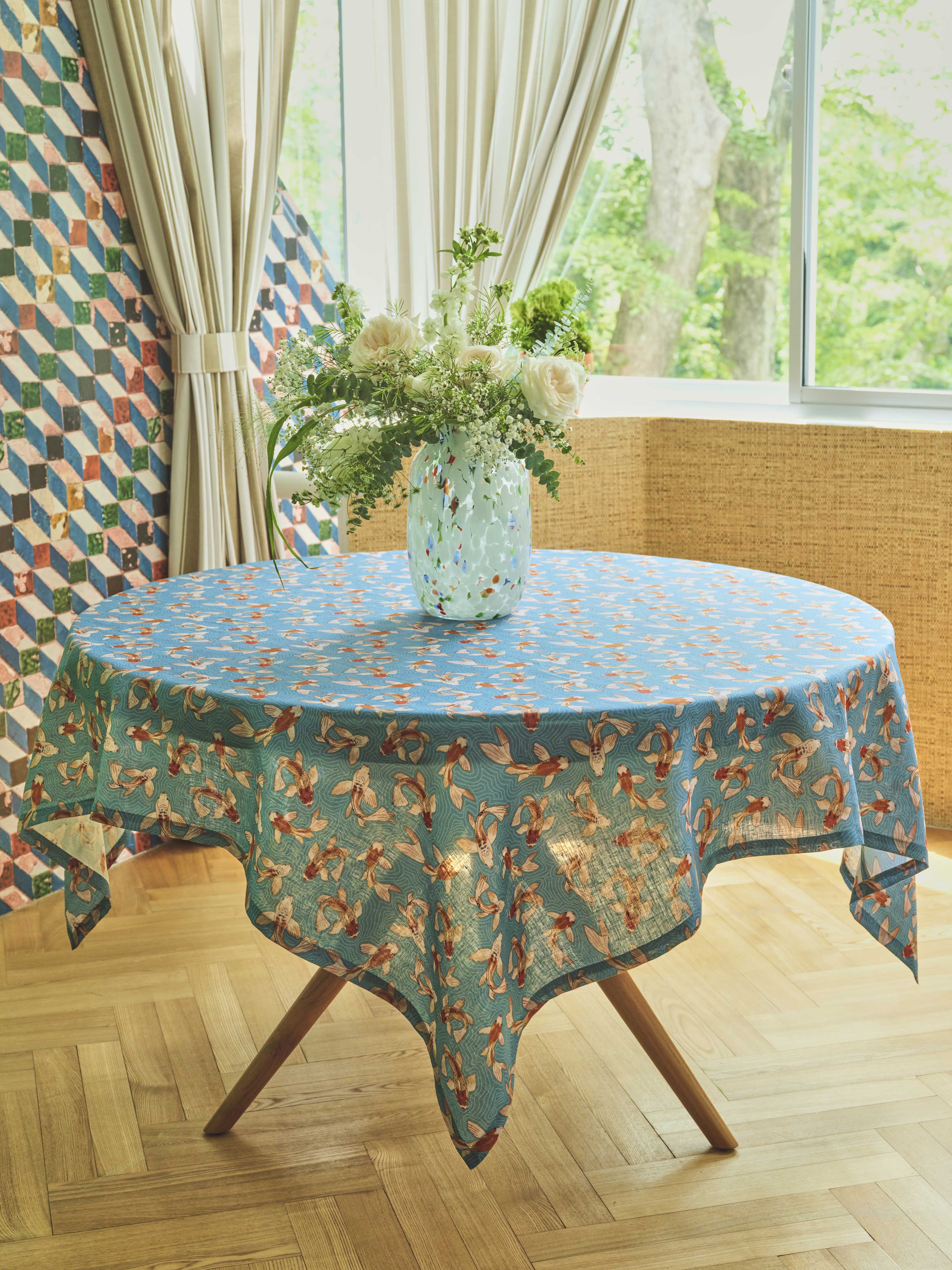 Blue Koi Tablecloth (Square)
