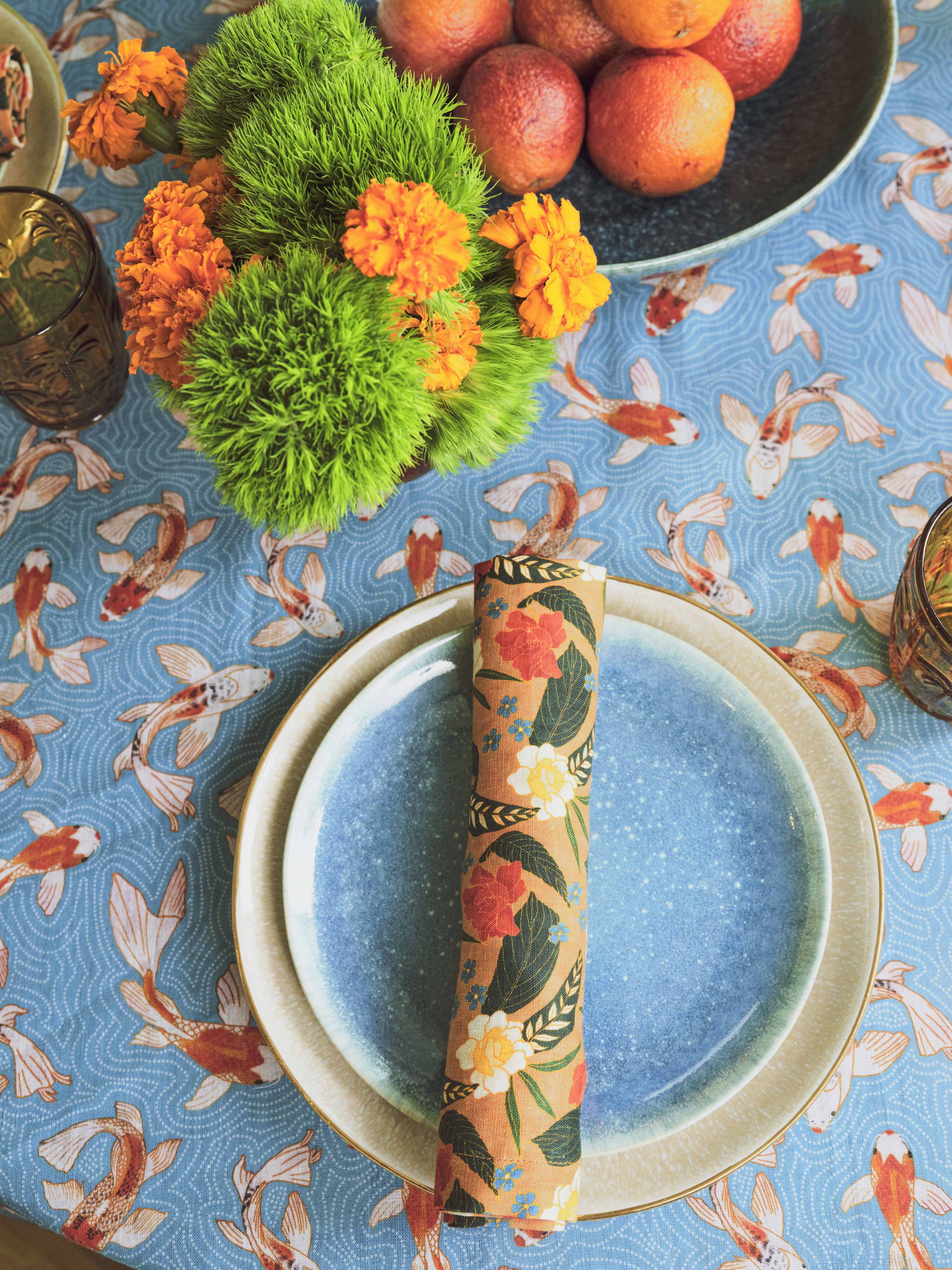 Blue Koi Tablecloth (Rectangle)